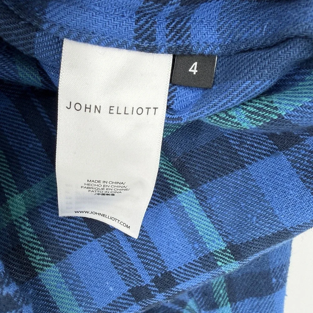 John Elliott Sly Straight Hem Long Sleeve Button Down Coronado Check size 4 XL